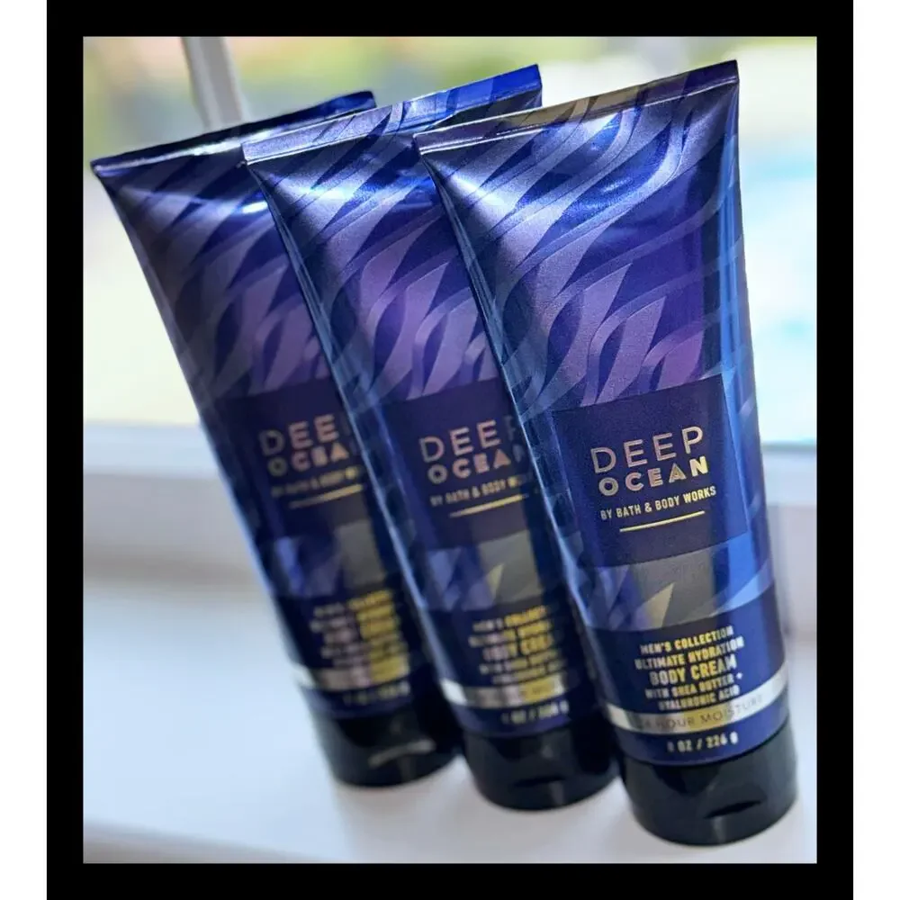 Bath & Body Works Deep Ocean Men's Collection Ultimate Hydration Body Cream x3